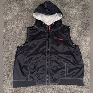 Ecko Ultd Eckored Black Hooded Nylon Vest Lrg-Plz read description